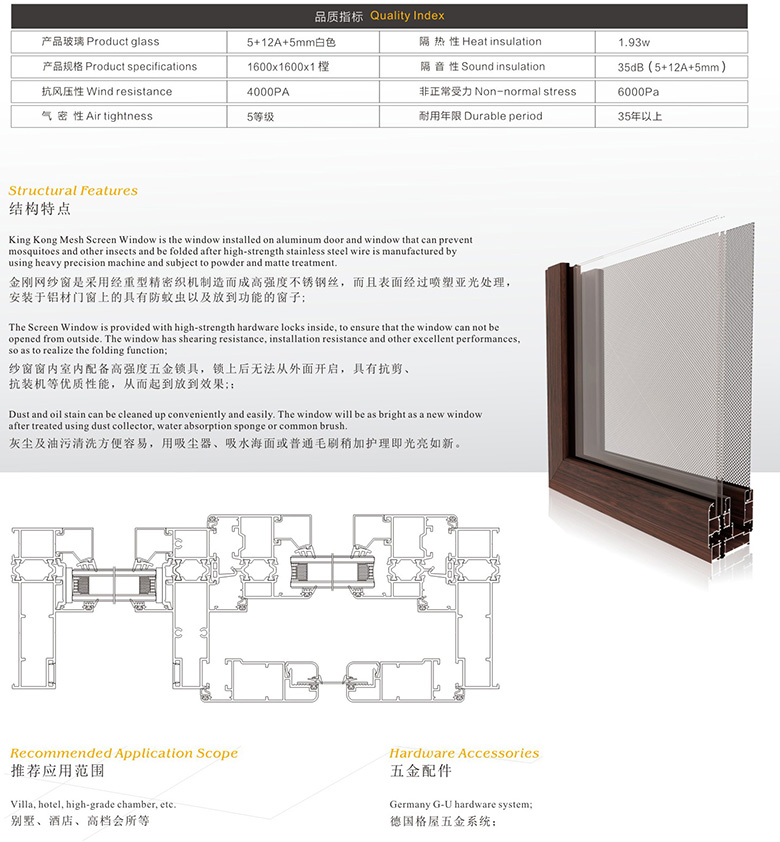 115S隔热金刚网一体窗