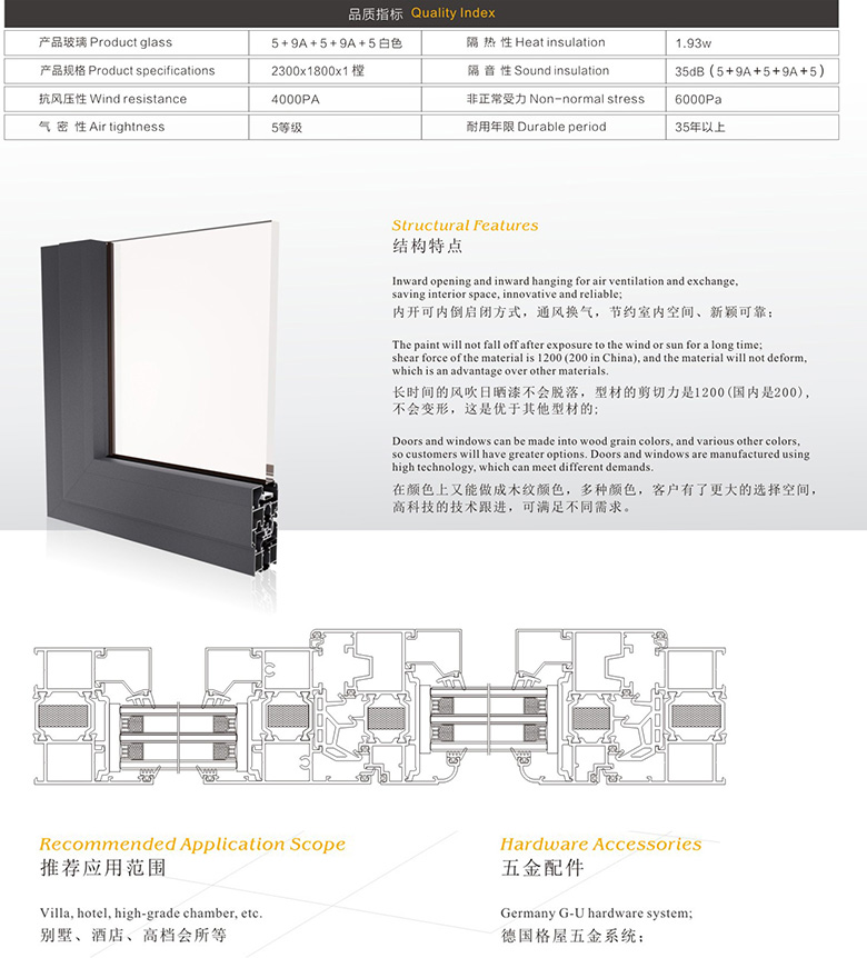 70C隔热平开窗(内开)