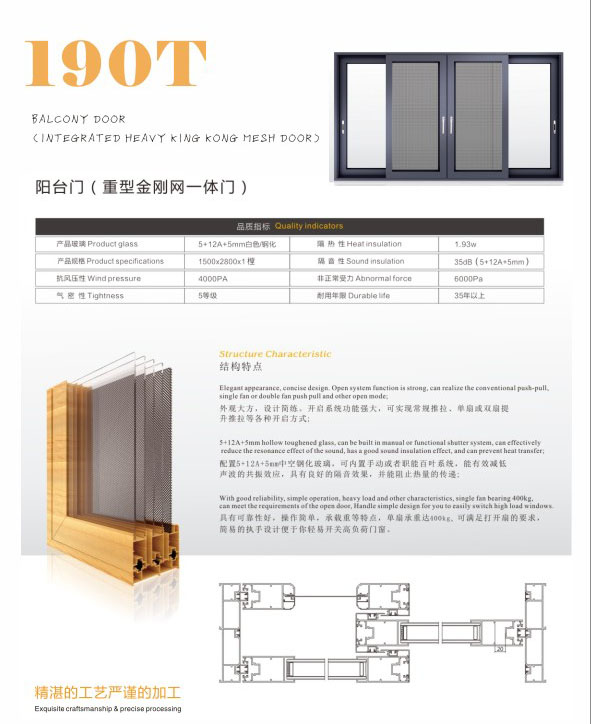 190T阳台门(重型金刚网一体门)